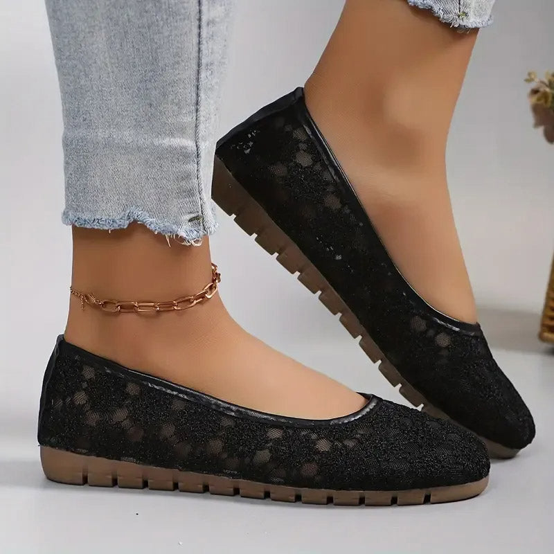 ✨Stílusos, kerek orrú, lapos, nyomtatott hálós cipő👟 Lépj be a stílusba és a kényelembe!🌟